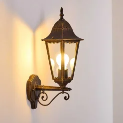 Applique Exterieure Hongkong Brun Dore, 1 Lumiere