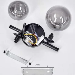 Applique Murale - Verre 10 Cm, 12 Cm Chehalis Noir, 2 Lumieres