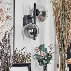 Applique Murale - Verre 10 Cm, 12 Cm Chehalis Noir, 2 Lumieres