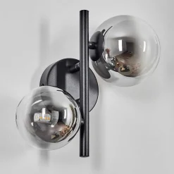 Applique Murale - Verre 10 Cm, 12 Cm Chehalis Noir, 2 Lumieres