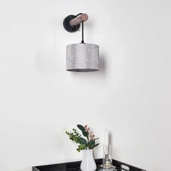 Applique Murale Adelboden Bois Fonce, Noir, 1 Lumiere