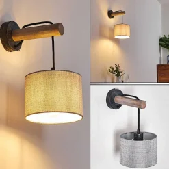 Applique Murale Adelboden Bois Fonce, Noir, 1 Lumiere