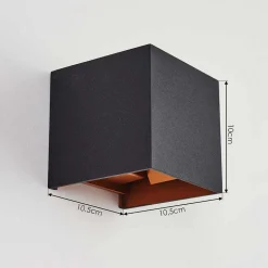 Applique Murale Badajoz Cuivre, Noir, 1 Lumiere