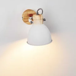 Applique Murale Banjul Bois Clair, Blanc, 1 Lumiere