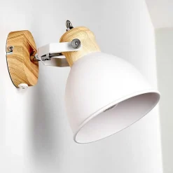 Applique Murale Banjul Bois Clair, Blanc, 1 Lumiere