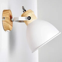 Applique Murale Banjul Bois Clair, Blanc, 1 Lumiere