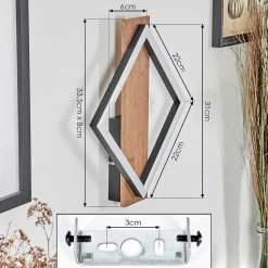 Applique Murale Cascade Led Brun, Couleur Bois, Noir, 1 Lumiere