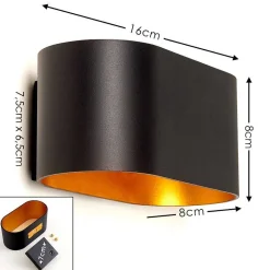 Applique Murale Dapp Noir Dore, 1 Lumiere