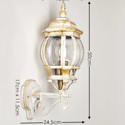 Applique Murale D'Exterieur Lentua Or, Blanc, 1 Lumiere