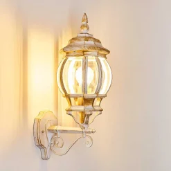 Applique Murale D'Exterieur Lentua Or, Blanc, 1 Lumiere