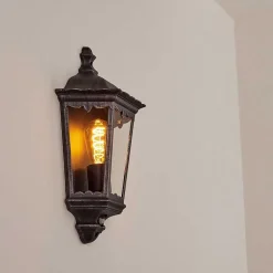 Applique Murale D'Exterieur Hongkong Noir, Argente, 1 Lumiere, Detecteur De Mouvement