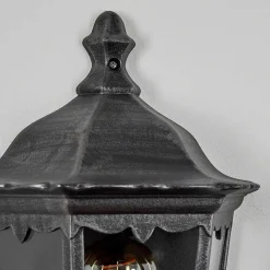 Applique Murale D'Exterieur Hongkong Noir, Argente, 1 Lumiere, Detecteur De Mouvement