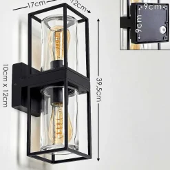 Applique Murale D'Exterieur Palanga Noir, 2 Lumieres