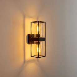 Applique Murale D'Exterieur Palanga Noir, 2 Lumieres