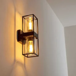 Applique Murale D'Exterieur Palanga Noir, 2 Lumieres