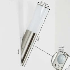 Applique Murale D'Exterieur Caserta Nickel Mat, 1 Lumiere, Detecteur De Mouvement