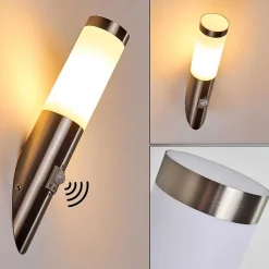 Applique Murale D'Exterieur Norburg Acier Inoxydable, 1 Lumiere, Detecteur De Mouvement