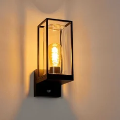 Applique Murale D'Exterieur Palanga Noir, 1 Lumiere, Detecteur De Mouvement