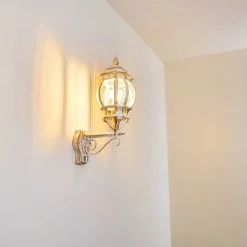 Applique Murale D'Exterieur Lentua Or, Blanc, 1 Lumiere, Detecteur De Mouvement