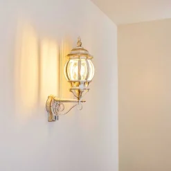 Applique Murale D'Exterieur Lentua Or, Blanc, 1 Lumiere, Detecteur De Mouvement