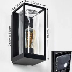 Applique Murale D'Exterieur Palanga Noir, 1 Lumiere