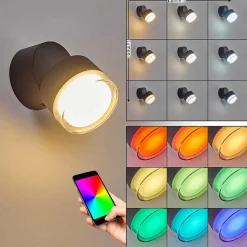 Applique Murale D'Exterieur Papagayos Led Anthracite, 1 Lumiere, Changeur De Couleurs