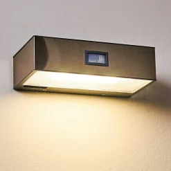 Applique Murale D'Exterieur Attu Led Nickel Mat, 1 Lumiere, Detecteur De Mouvement