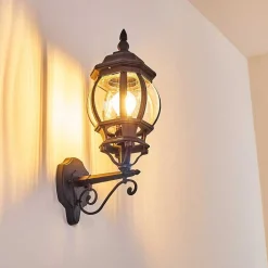 Applique Murale D'Exterieur Lentua Noir, 1 Lumiere