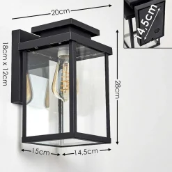 Applique Murale D'Exterieur Tieva Noir, 1 Lumiere