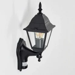 Applique Murale D'Exterieur Naofe Noir, 1 Lumiere, Detecteur De Mouvement