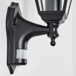 Applique Murale D'Exterieur Naofe Noir, 1 Lumiere, Detecteur De Mouvement