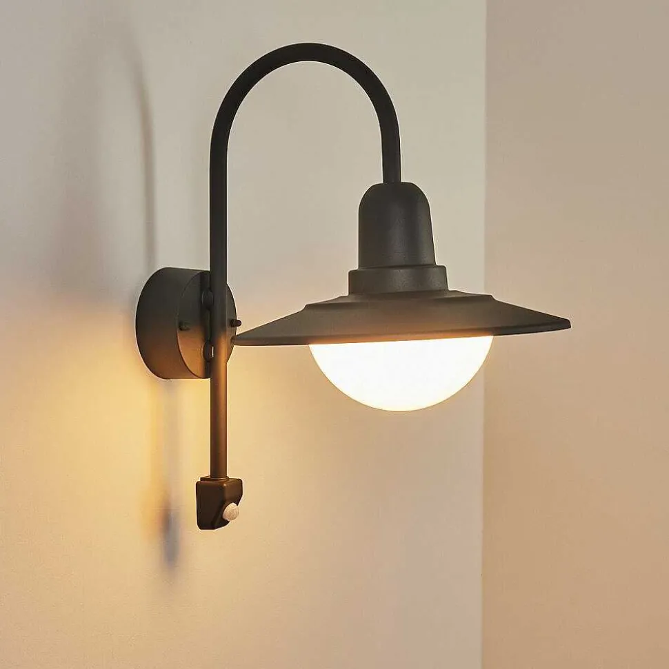 Applique Murale D'Exterieur Pohei Anthracite, 1 Lumiere, Detecteur De Mouvement