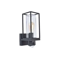 Applique Murale D'Exterieur Lutec Flair Noir, 1 Lumiere, Detecteur De Mouvement