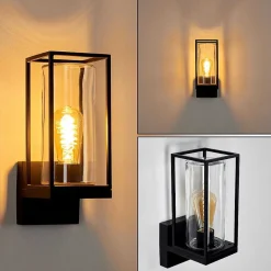 Applique Murale D'Exterieur Palanga Noir, 1 Lumiere