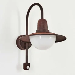 Applique Murale D'Exterieur Pohei Rouille, 1 Lumiere, Detecteur De Mouvement