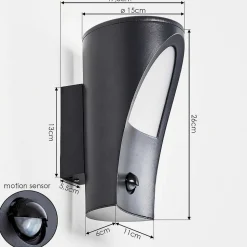 Applique Murale D'Exterieur Aria Anthracite, 1 Lumiere, Detecteur De Mouvement