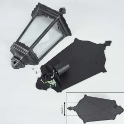 Applique Murale D'Exterieur Hongkong Noir, Argente, 1 Lumiere