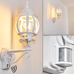 Applique Murale D'Exterieur Lentua Blanc, 1 Lumiere, Detecteur De Mouvement