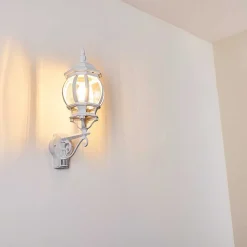 Applique Murale D'Exterieur Lentua Blanc, 1 Lumiere, Detecteur De Mouvement
