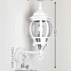 Applique Murale D'Exterieur Lentua Blanc, 1 Lumiere, Detecteur De Mouvement
