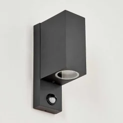Applique Murale D'Exterieur Kingstown Anthracite, Transparent, 2 Lumieres, Detecteur De Mouvement