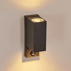 Applique Murale D'Exterieur Kingstown Anthracite, Transparent, 2 Lumieres, Detecteur De Mouvement