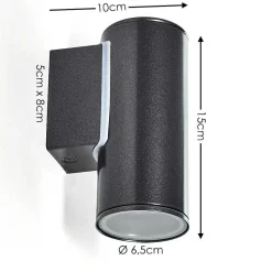 Applique Murale D'Exterieur Brachy Led Noir, 2 Lumieres