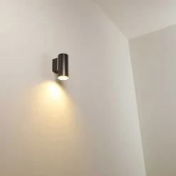 Applique Murale D'Exterieur Brachy Led Noir, 2 Lumieres