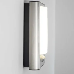 Applique Murale D'Exterieur Kimola Led Nickel Mat, 1 Lumiere, Detecteur De Mouvement