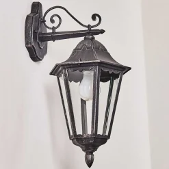 Applique Murale D'Exterieur Lignac Noir, Argente, 1 Lumiere