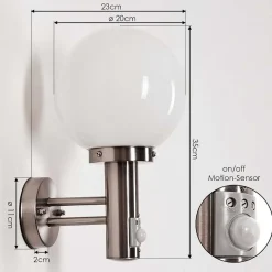 Applique Murale D'Exterieur Napaskiak Nickel Mat, 1 Lumiere, Detecteur De Mouvement