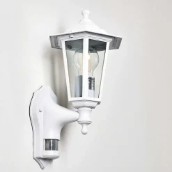Applique Murale D'Exterieur Loria Blanc, 1 Lumiere, Detecteur De Mouvement