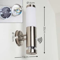 Applique Murale D'Exterieur Walise Acier Inoxydable, 1 Lumiere, Detecteur De Mouvement