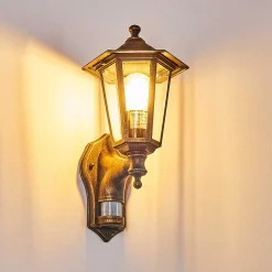 Applique Murale D'Exterieur Loria Brun Dore, 1 Lumiere